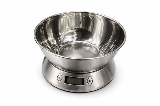 Cântar de bucătărie digital din inox cu bol metalic