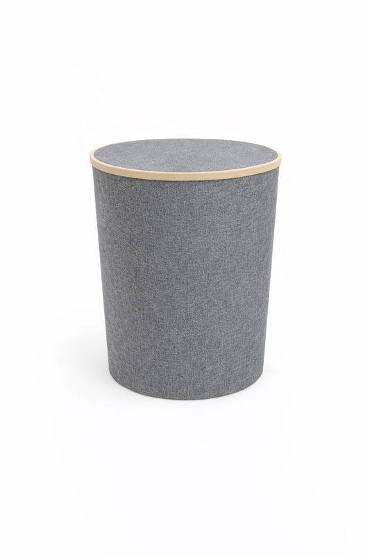 Coș de rufe textil – formă rotundă, gri